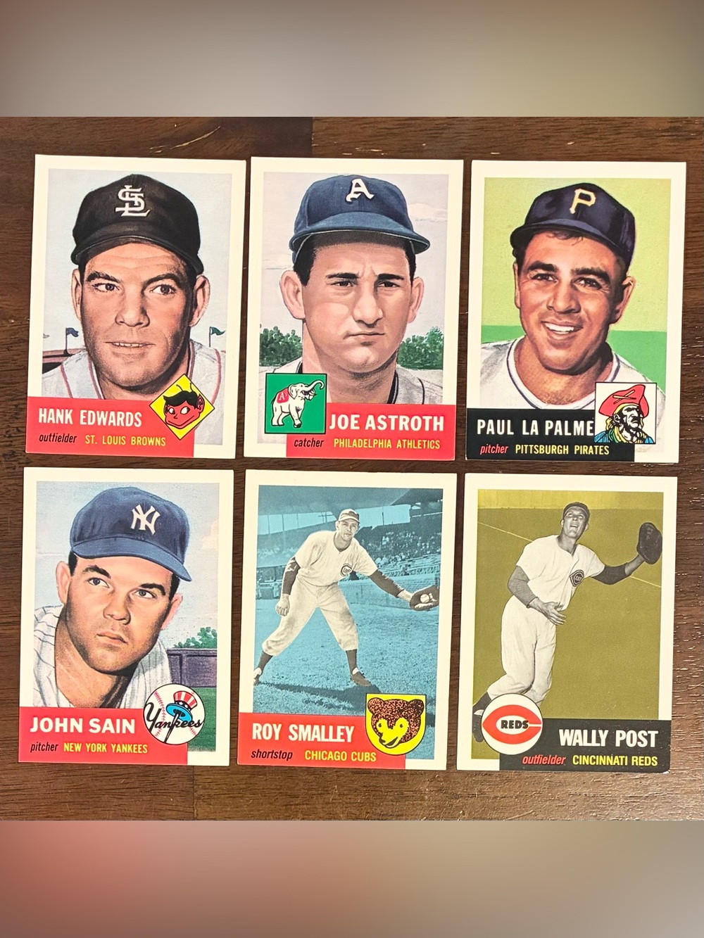 1991 Topps 1953 Archives Baseball Cards - Set of 6